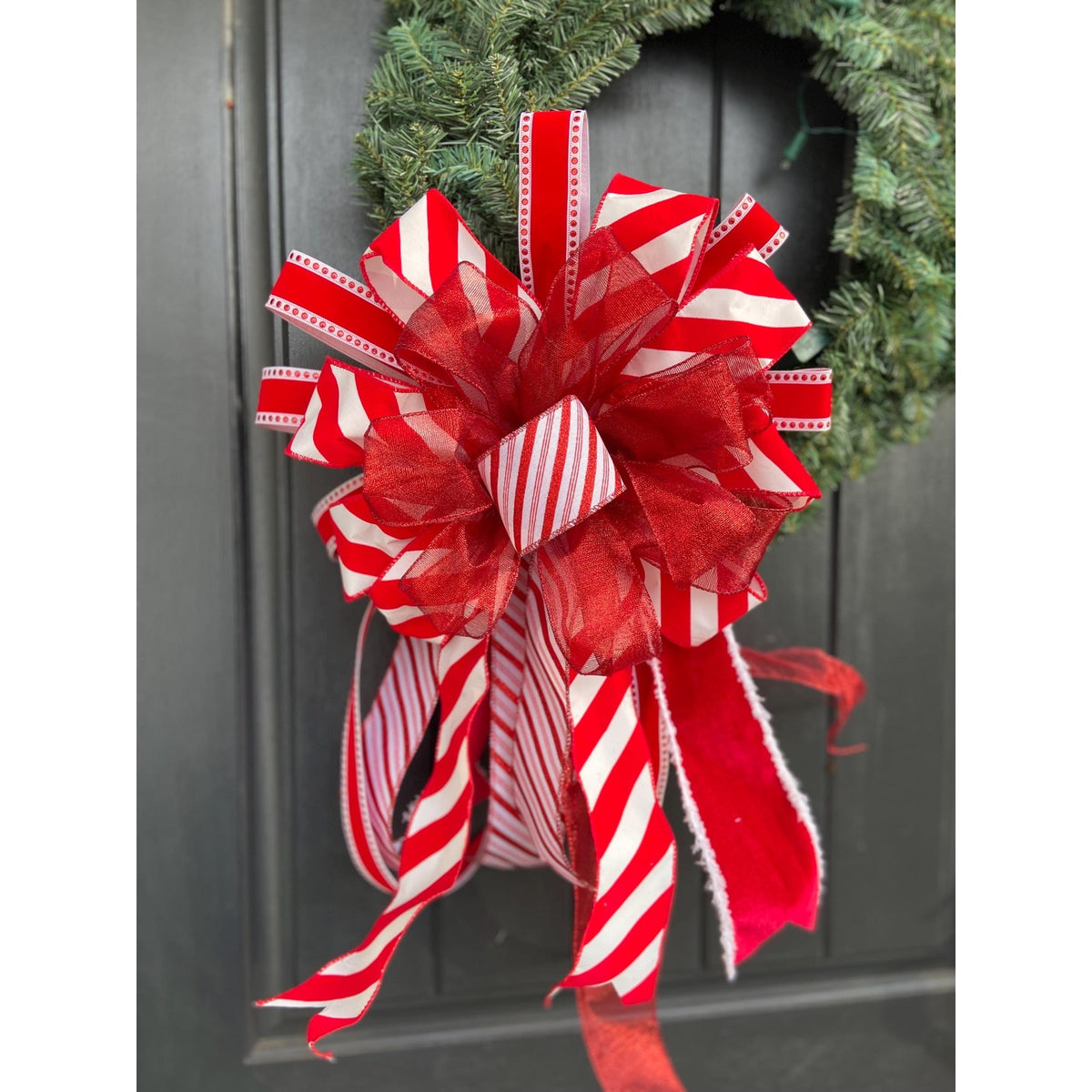 Classic Red and White Bow for Christmas Wreaths and Home Decor