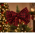 Buffalo Plaid Christmas Tree Topper Bow | Rustic Farmhouse Christmas Decor
