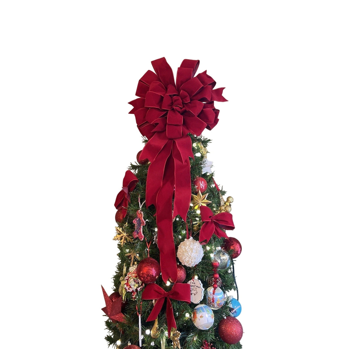 Christmas Tree Topper Bow Red Velvet, r Ralph Lauren Christmas,XXL ribbon Topper