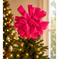 Hot Pink Velvet Christmas Tree Topper Bow | Pink Christmas Decor