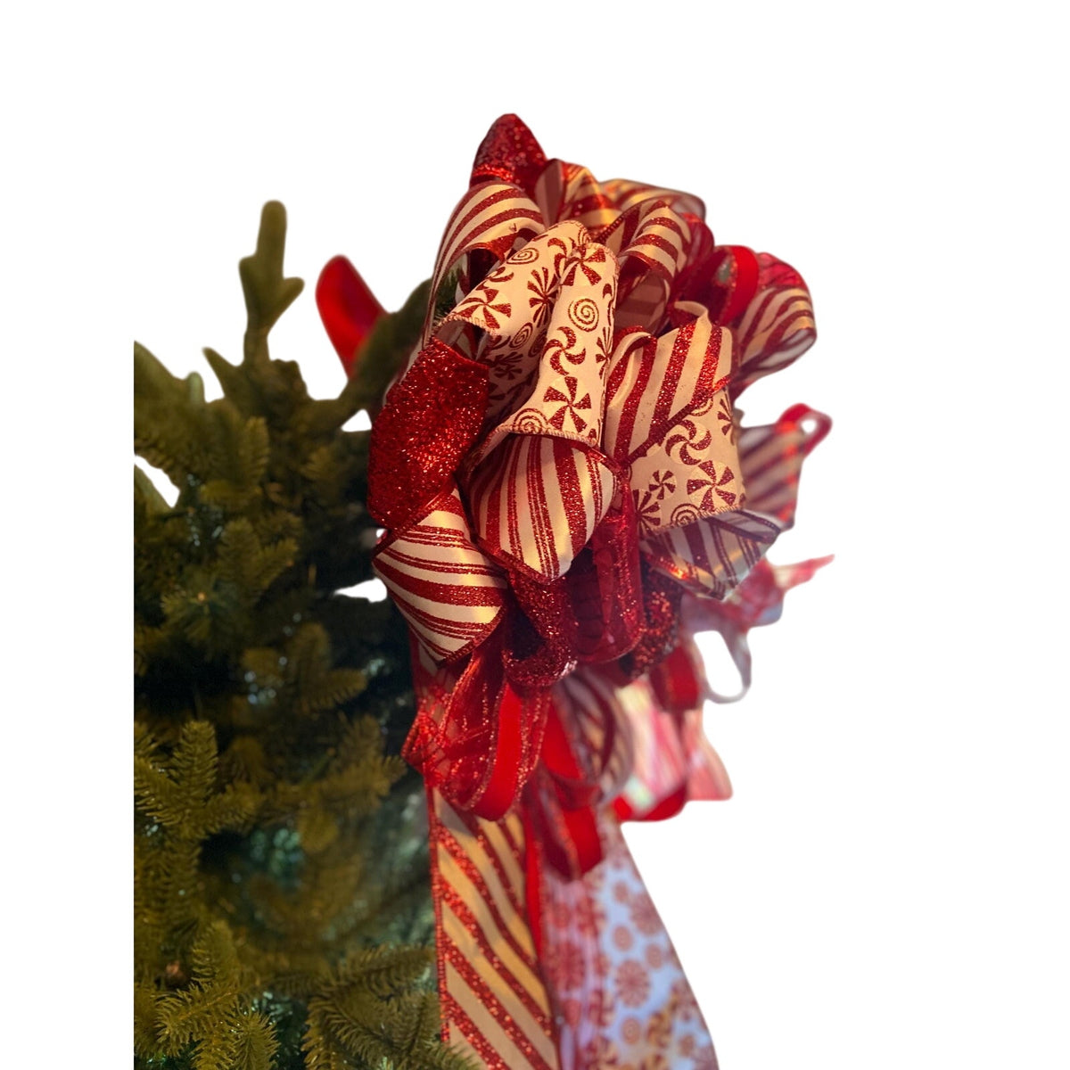 Whimsical Candy Cane Streamer Bow for Your Holiday Tree
