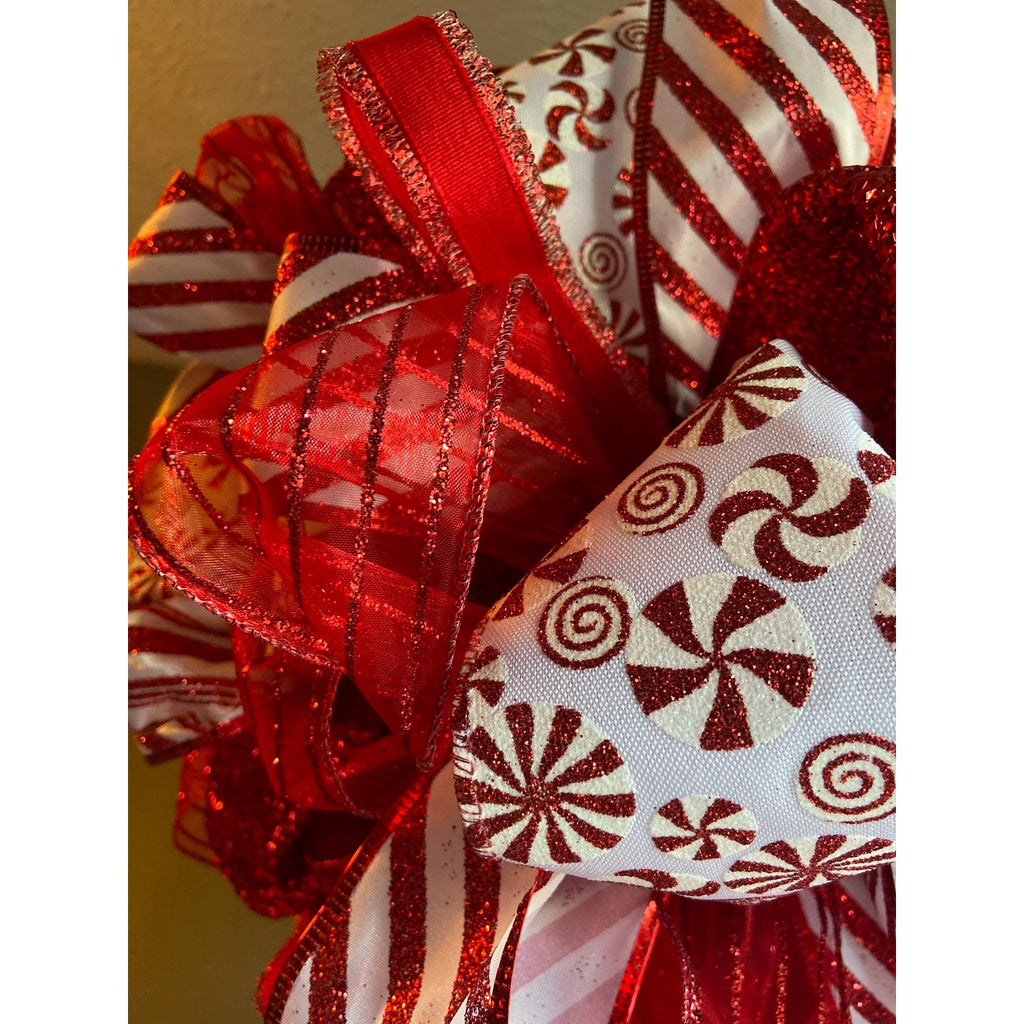 Whimsical Candy Cane Streamer Bow for Your Holiday Tree