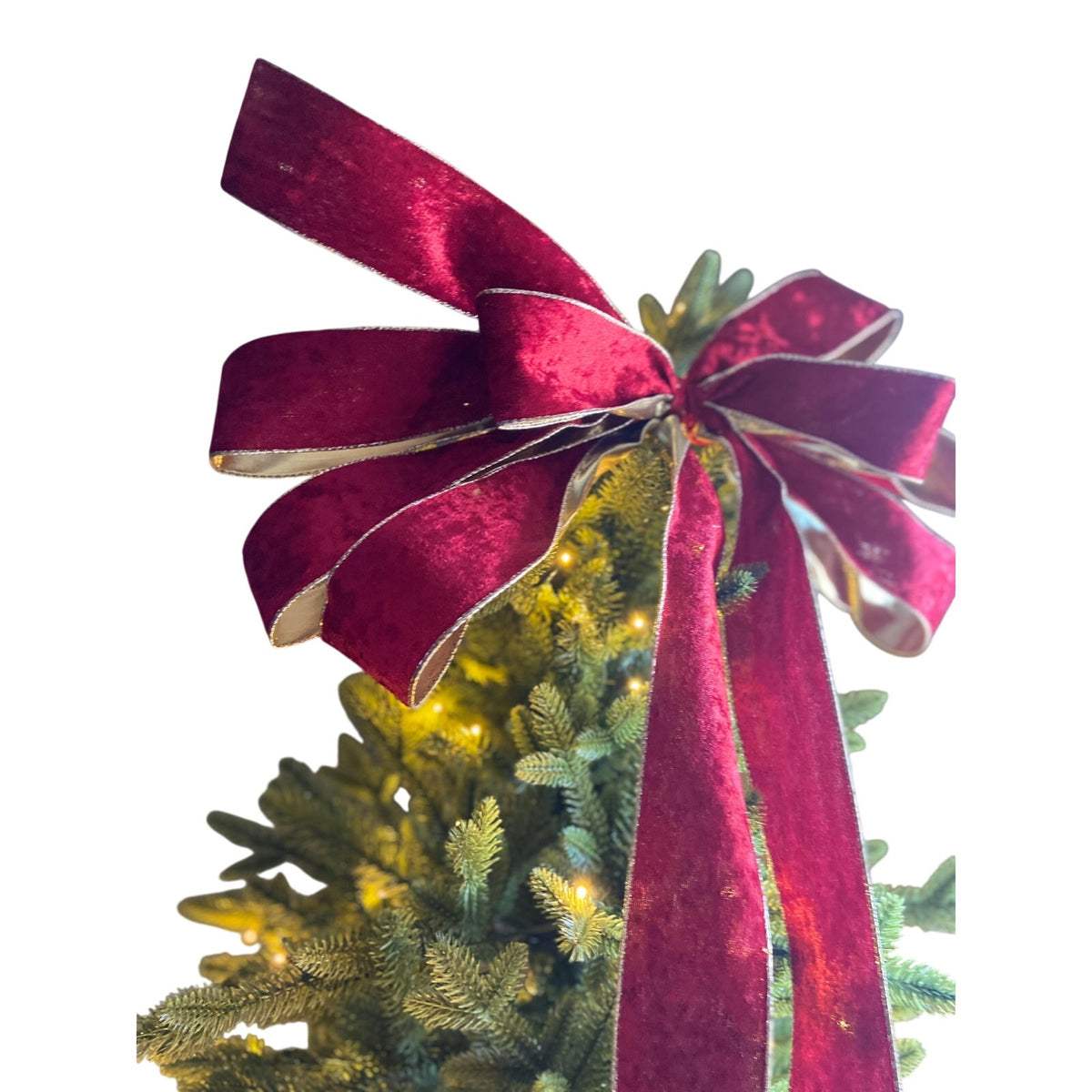 Ralph Lauren Red Velvet Christmas Tree Topper Bow Ribbon, Old Money Topper