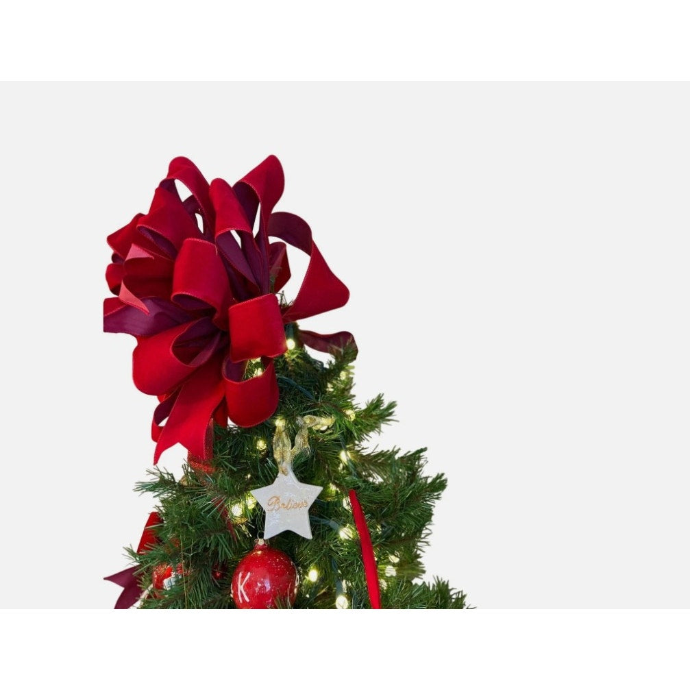 Ralph Lauren Traditional Red Velvet Christmas Tree Topper Bow