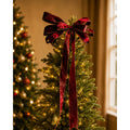 Ralph Lauren Red Velvet Christmas Tree Topper Bow Ribbon, Old Money Topper