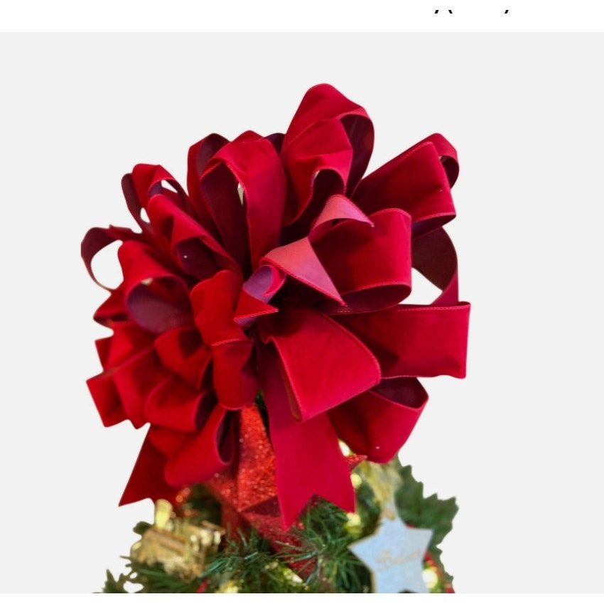 Ralph Lauren Traditional Red Velvet Christmas Tree Topper Bow