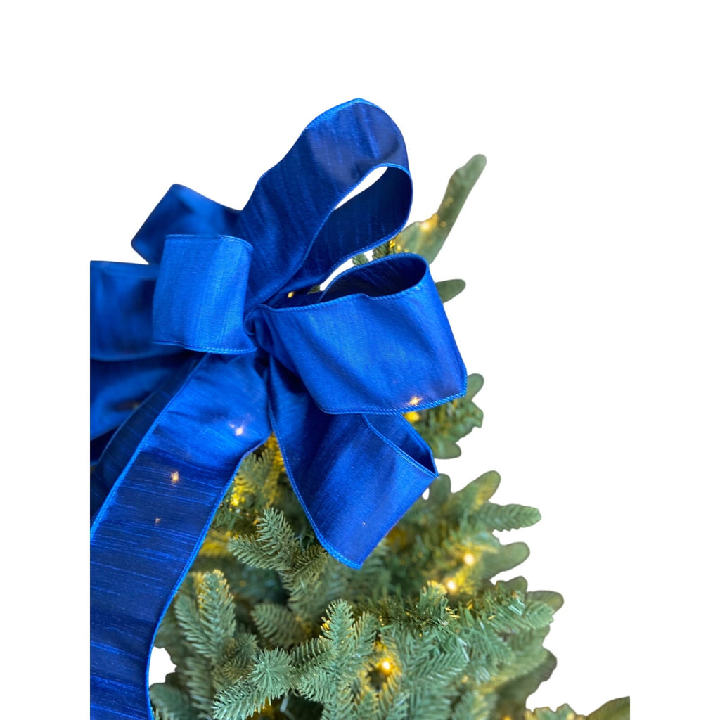 Royal Blue Silk Christmas Tree Topper Bow, Holiday Decor, Blue Tree Topper