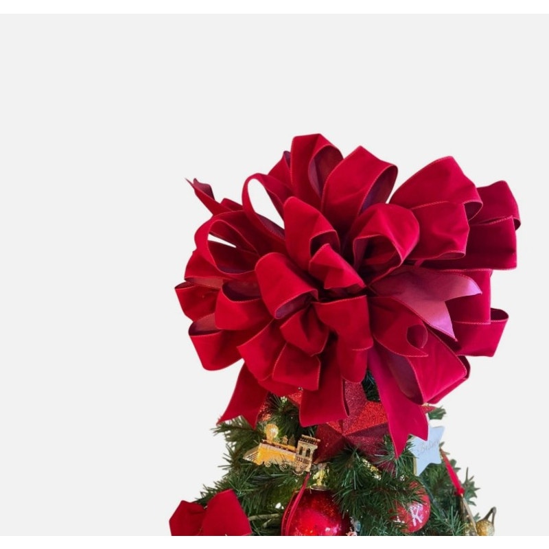 Ralph Lauren Traditional Red Velvet Christmas Tree Topper Bow