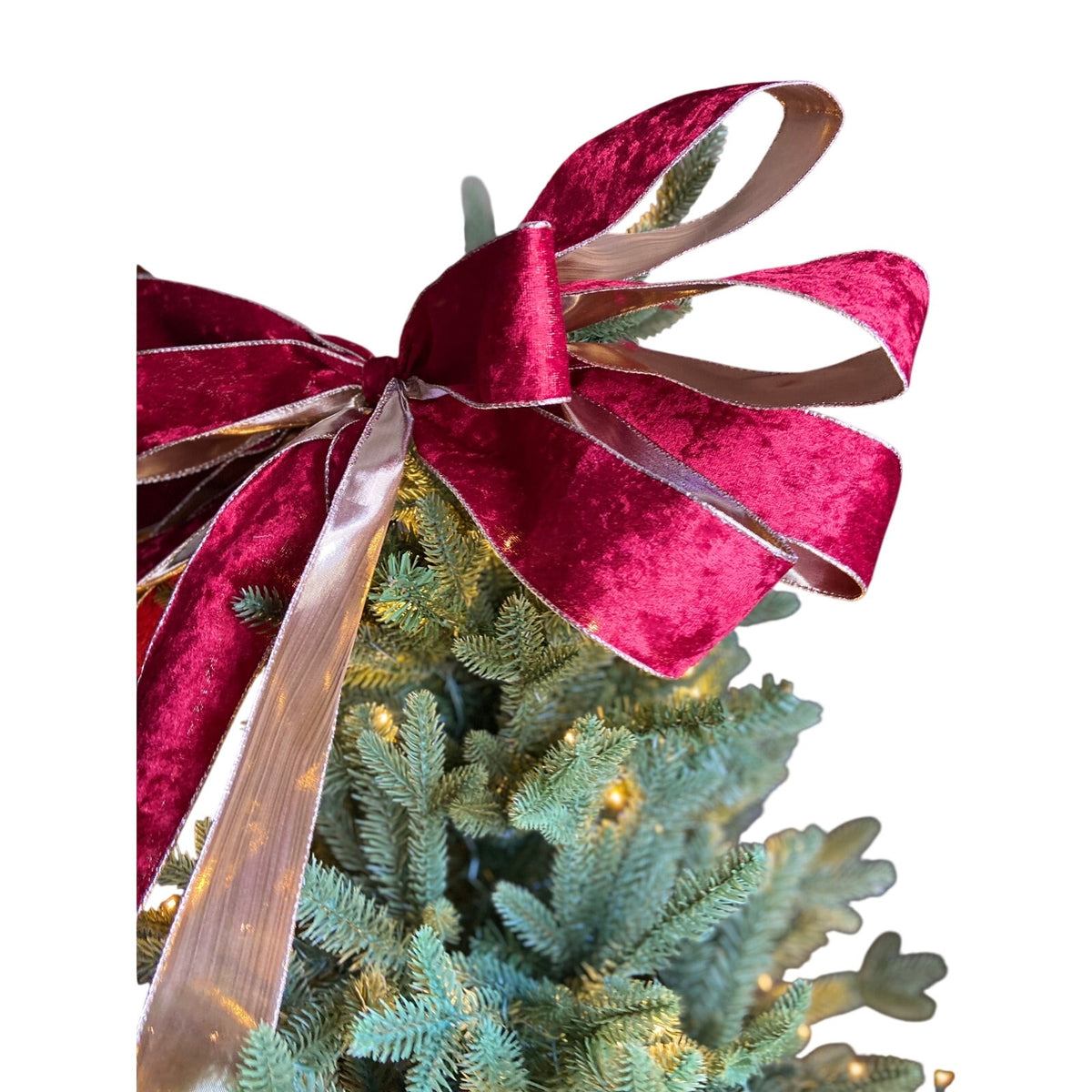 Ralph Lauren Red Velvet Christmas Tree Topper Bow Ribbon, Old Money Topper