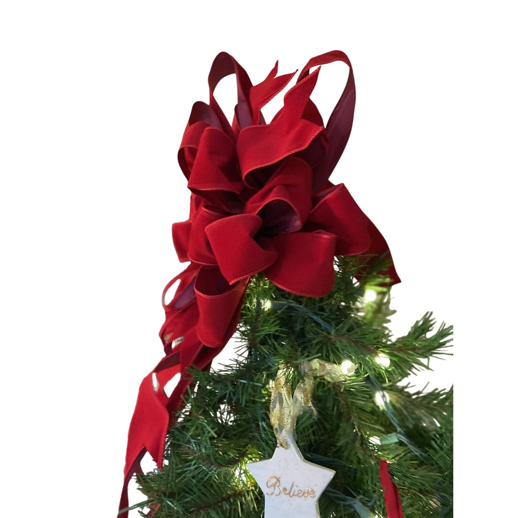 Christmas Tree Topper Bow Red Velvet, r Ralph Lauren Christmas,XXL ribbon Topper