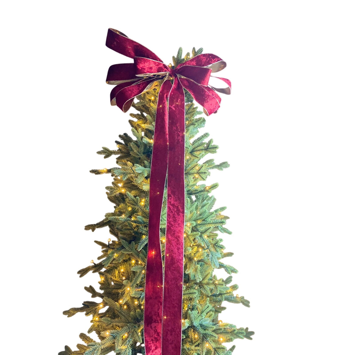 Ralph Lauren Red Velvet Christmas Tree Topper Bow Ribbon, Old Money Topper