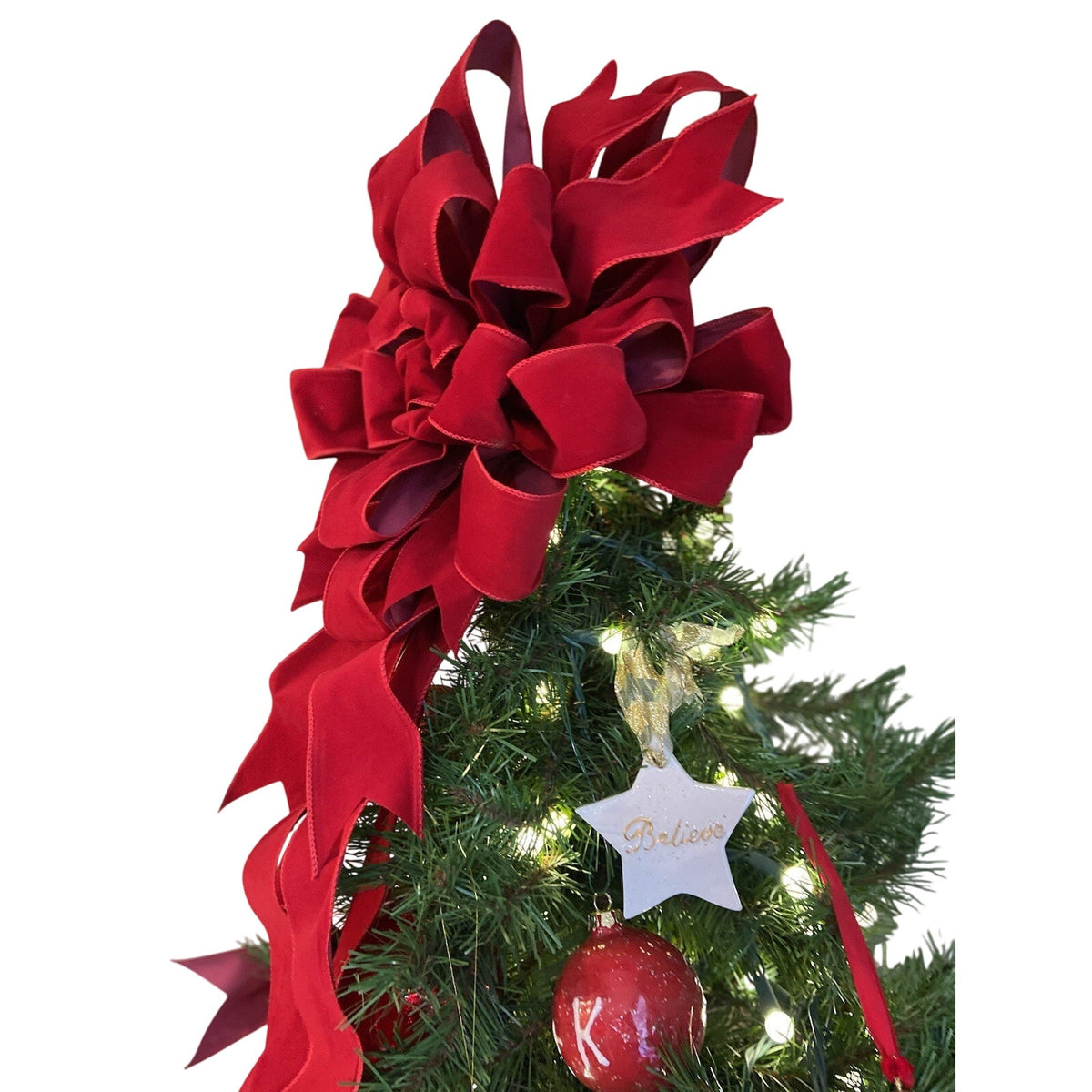 Christmas Tree Topper Bow Red Velvet, r Ralph Lauren Christmas,XXL ribbon Topper