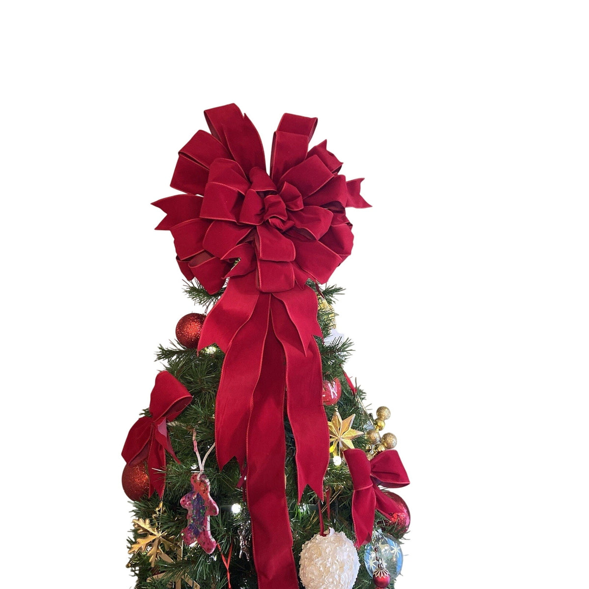 Christmas Tree Topper Bow Red Velvet, r Ralph Lauren Christmas,XXL ribbon Topper