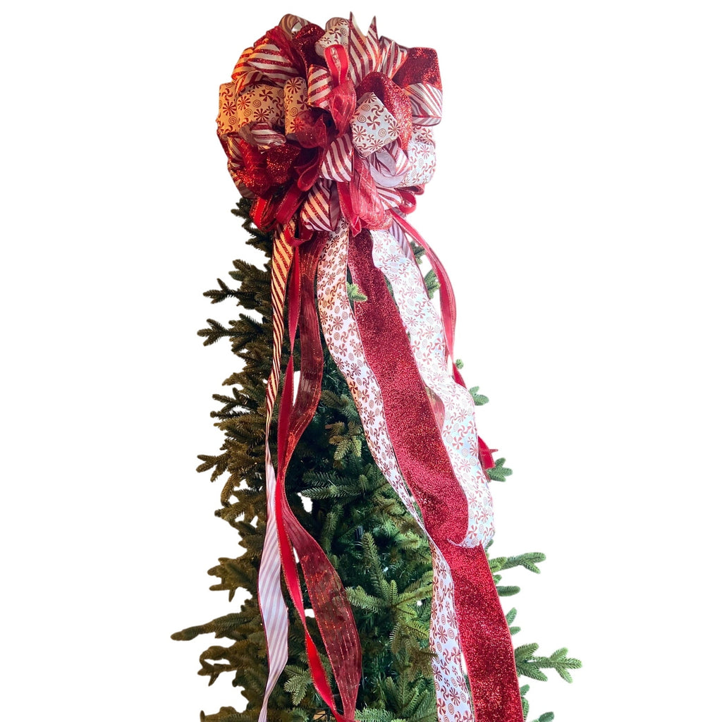 Whimsical Candy Cane Streamer Bow for Your Holiday Tree