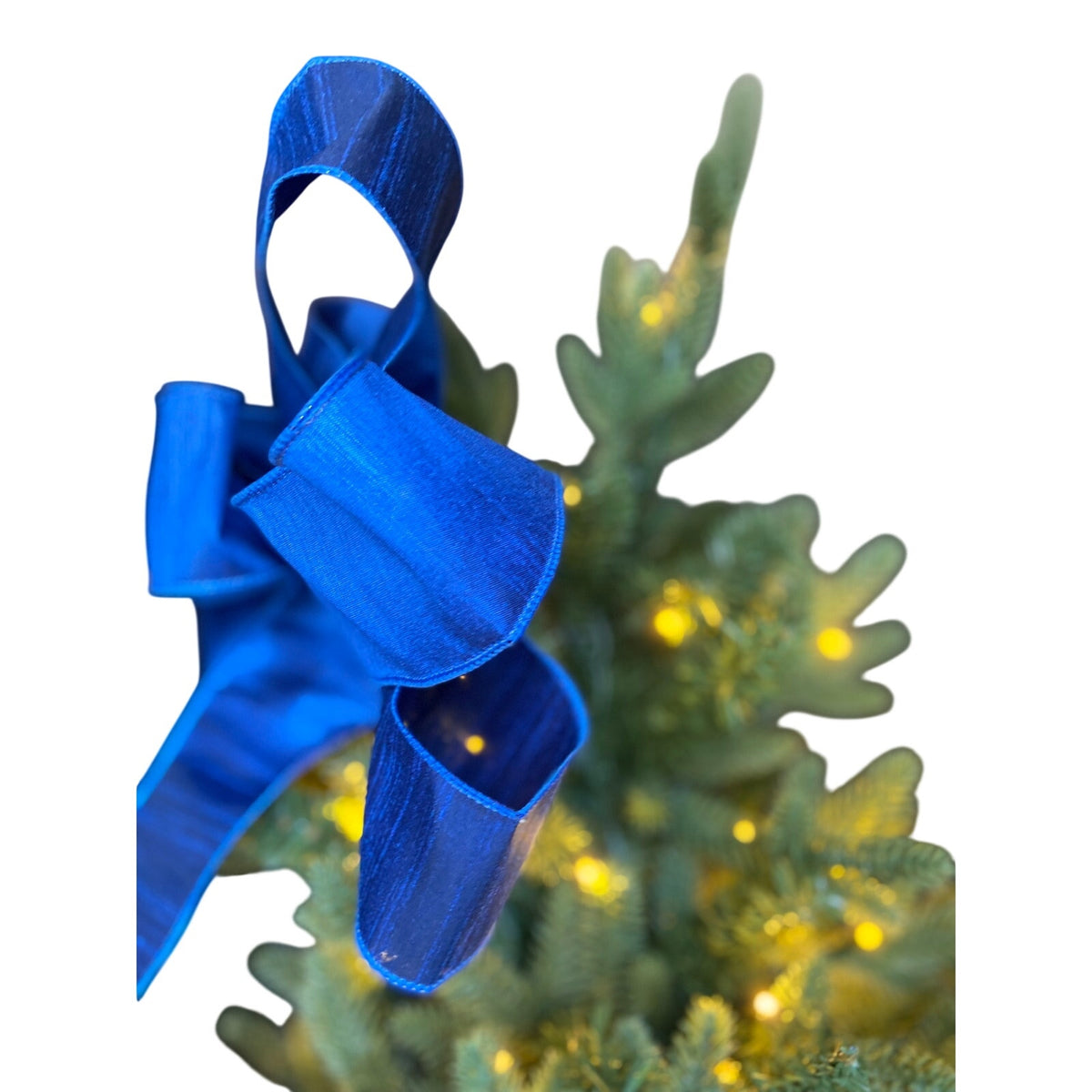Royal Blue Silk Christmas Tree Topper Bow, Holiday Decor, Blue Tree Topper