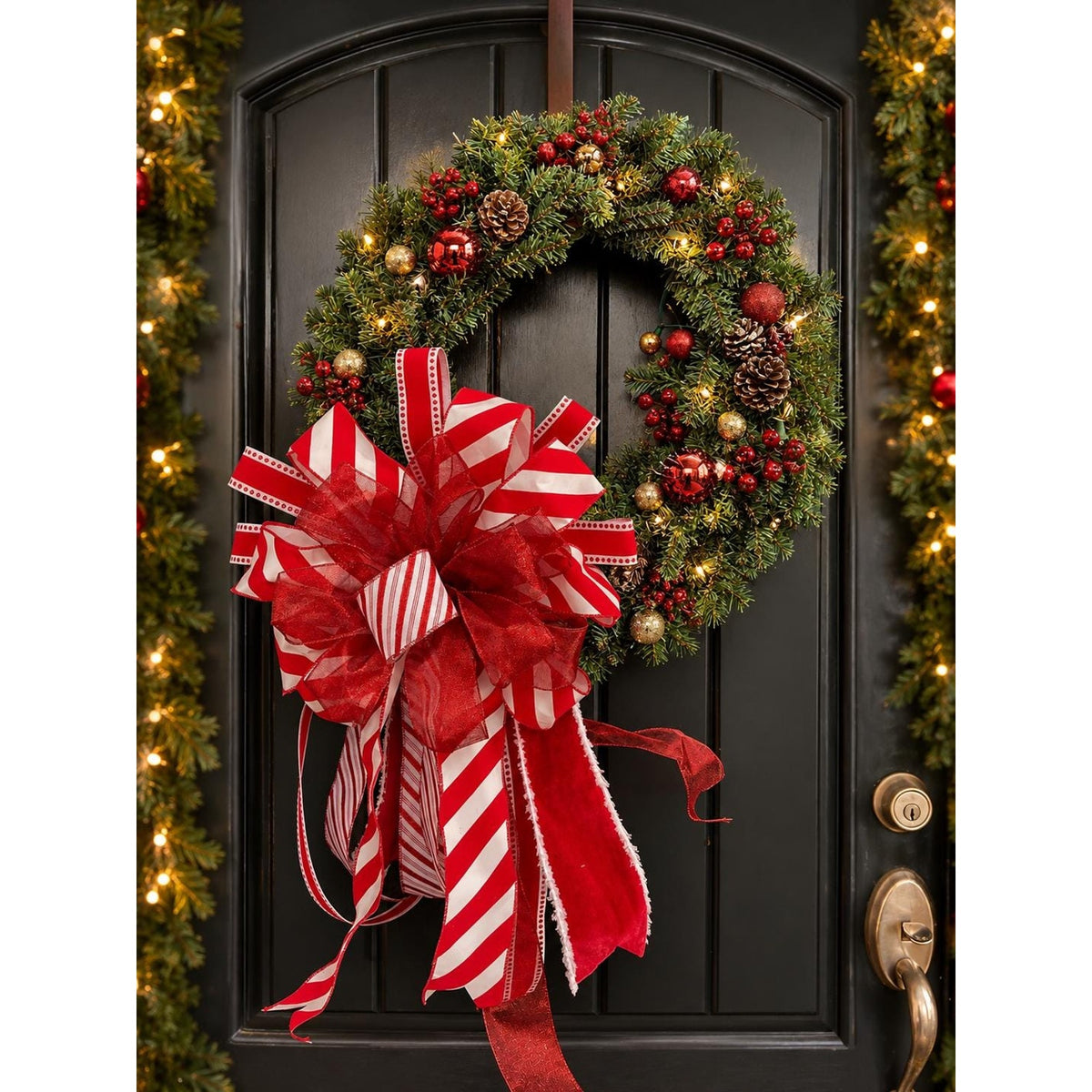 Classic Red and White Bow for Christmas Wreaths and Home Decor