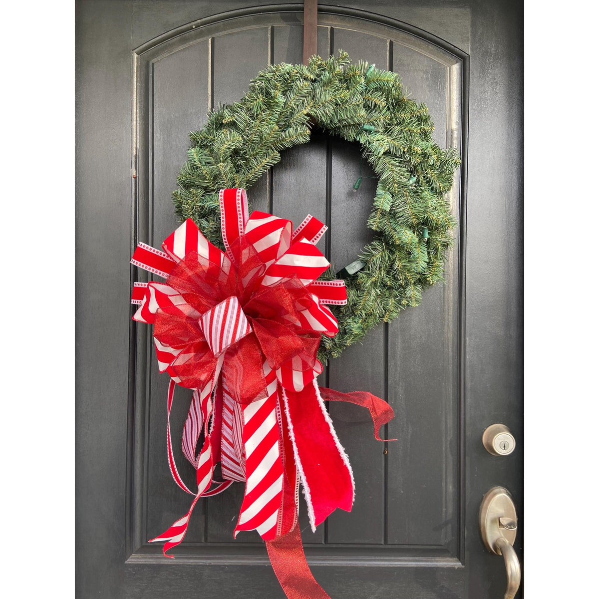 Classic Red and White Bow for Christmas Wreaths and Home Decor