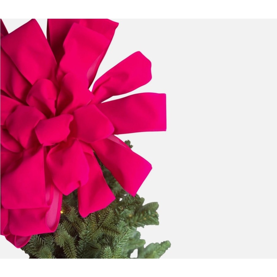 Hot Pink Velvet Christmas Tree Topper Bow | Pink Christmas Decor