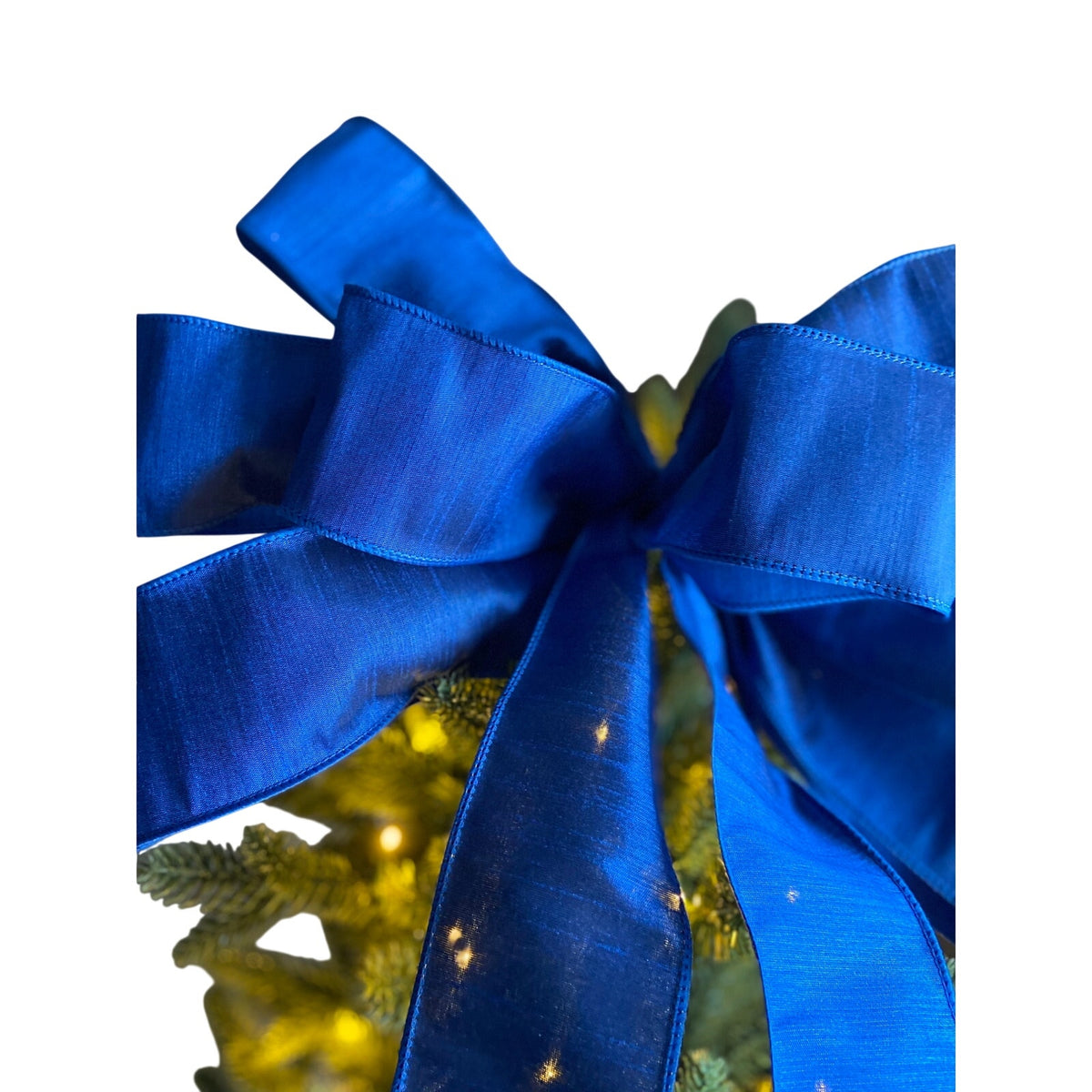 Royal Blue Silk Christmas Tree Topper Bow, Holiday Decor, Blue Tree Topper