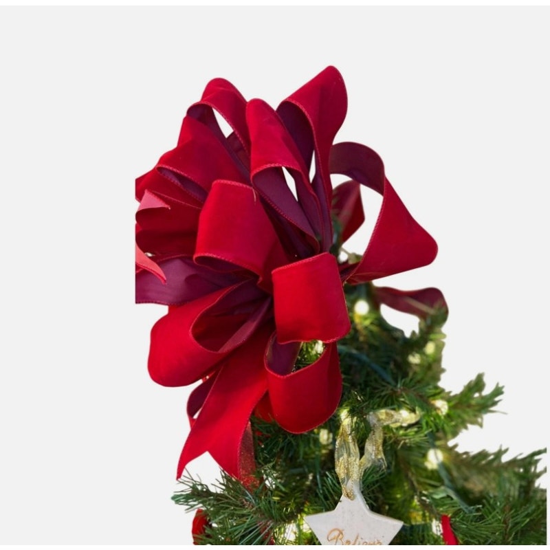 Ralph Lauren Traditional Red Velvet Christmas Tree Topper Bow