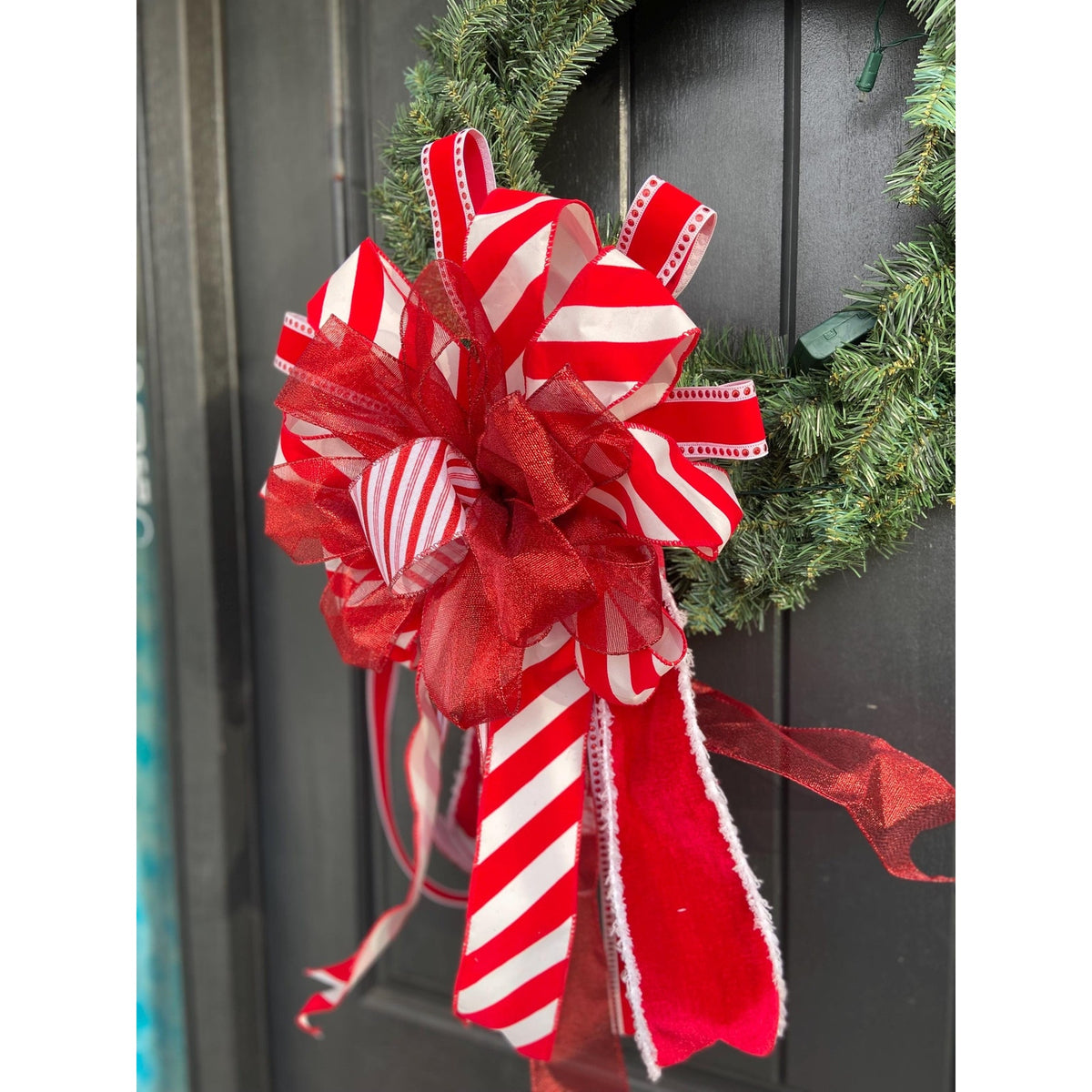 Classic Red and White Bow for Christmas Wreaths and Home Decor