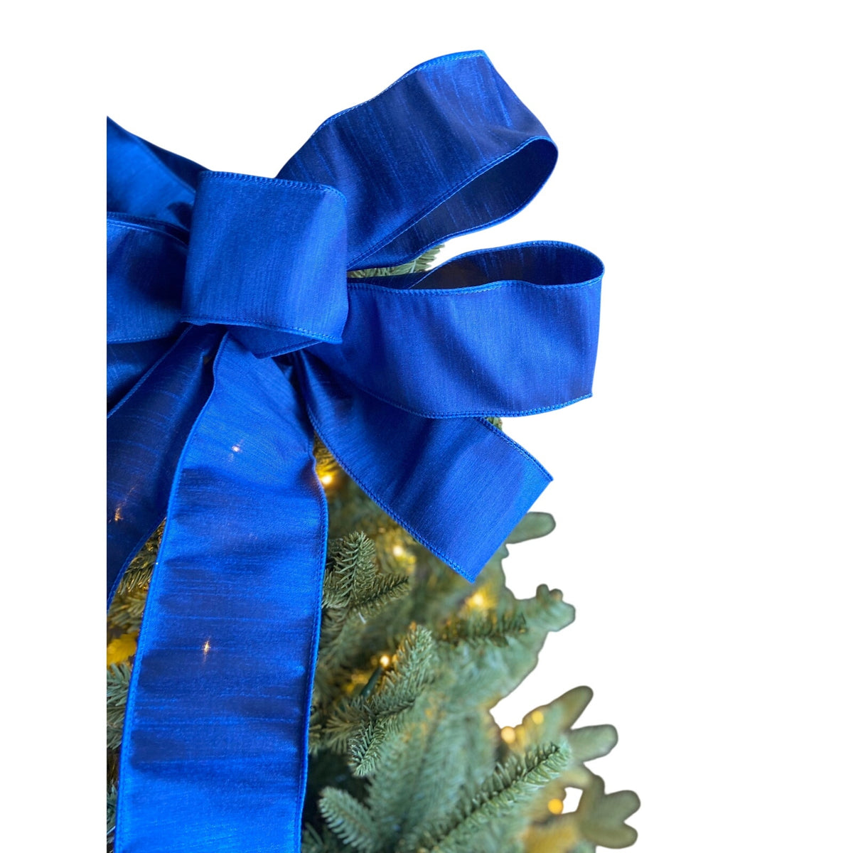 Royal Blue Silk Christmas Tree Topper Bow, Holiday Decor, Blue Tree Topper