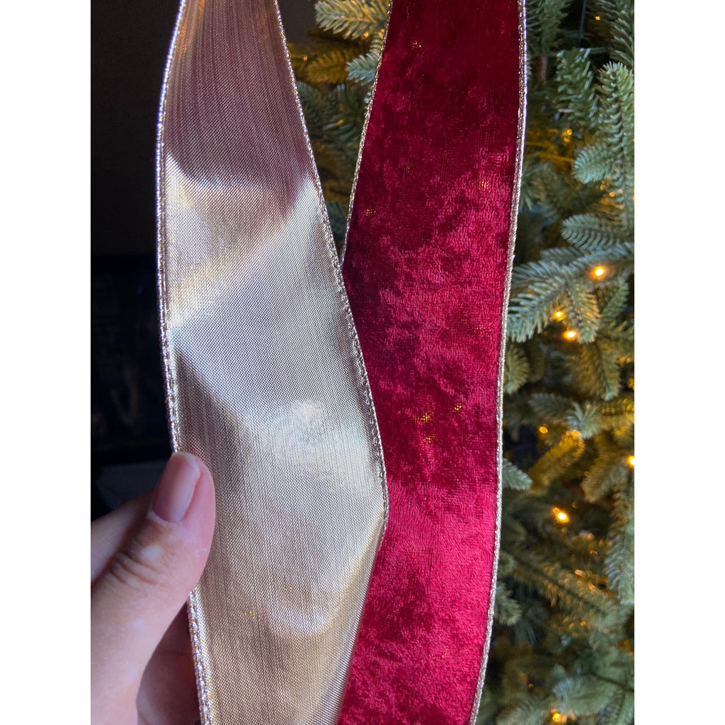 Ralph Lauren Red Velvet Christmas Tree Topper Bow Ribbon, Old Money Topper