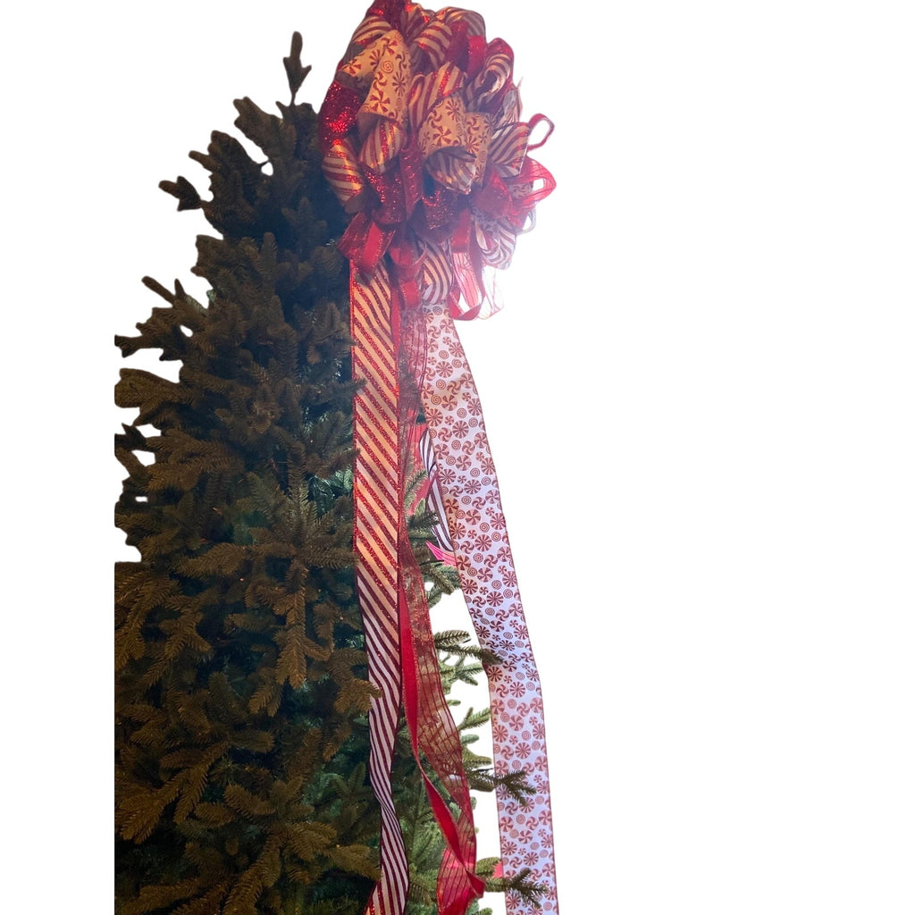 Whimsical Candy Cane Streamer Bow for Your Holiday Tree