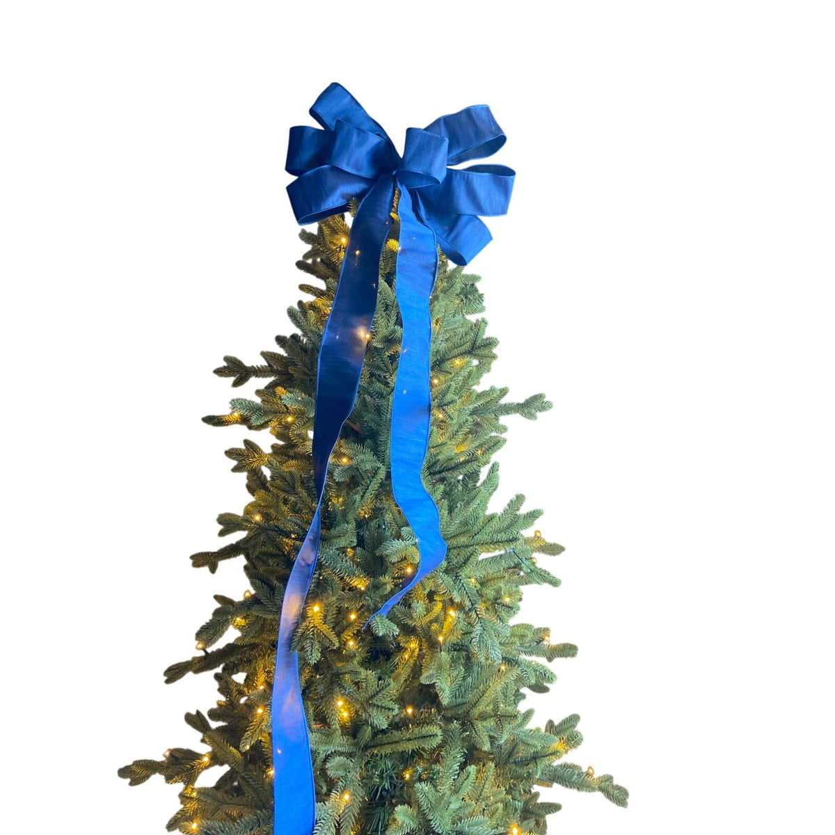 Royal Blue Silk Christmas Tree Topper Bow, Holiday Decor, Blue Tree Topper