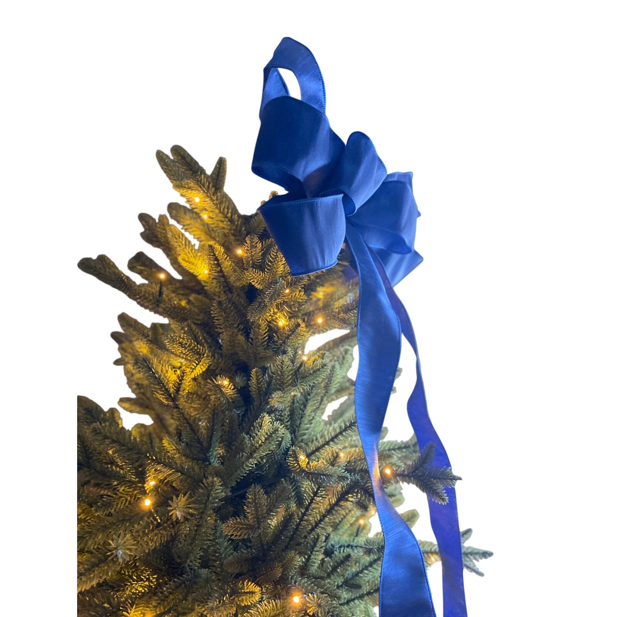 Royal Blue Silk Christmas Tree Topper Bow, Holiday Decor, Blue Tree Topper