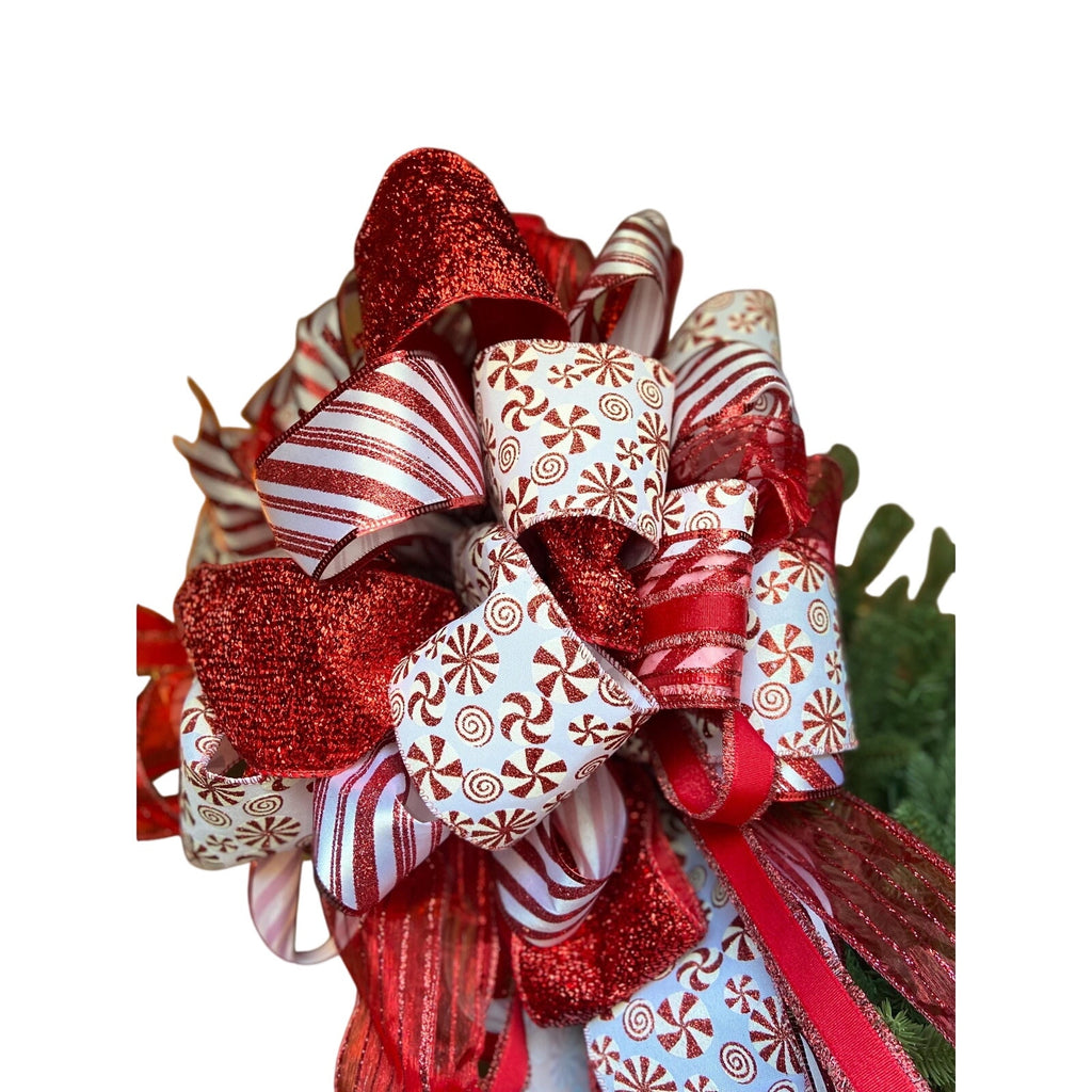 Whimsical Candy Cane Streamer Bow for Your Holiday Tree
