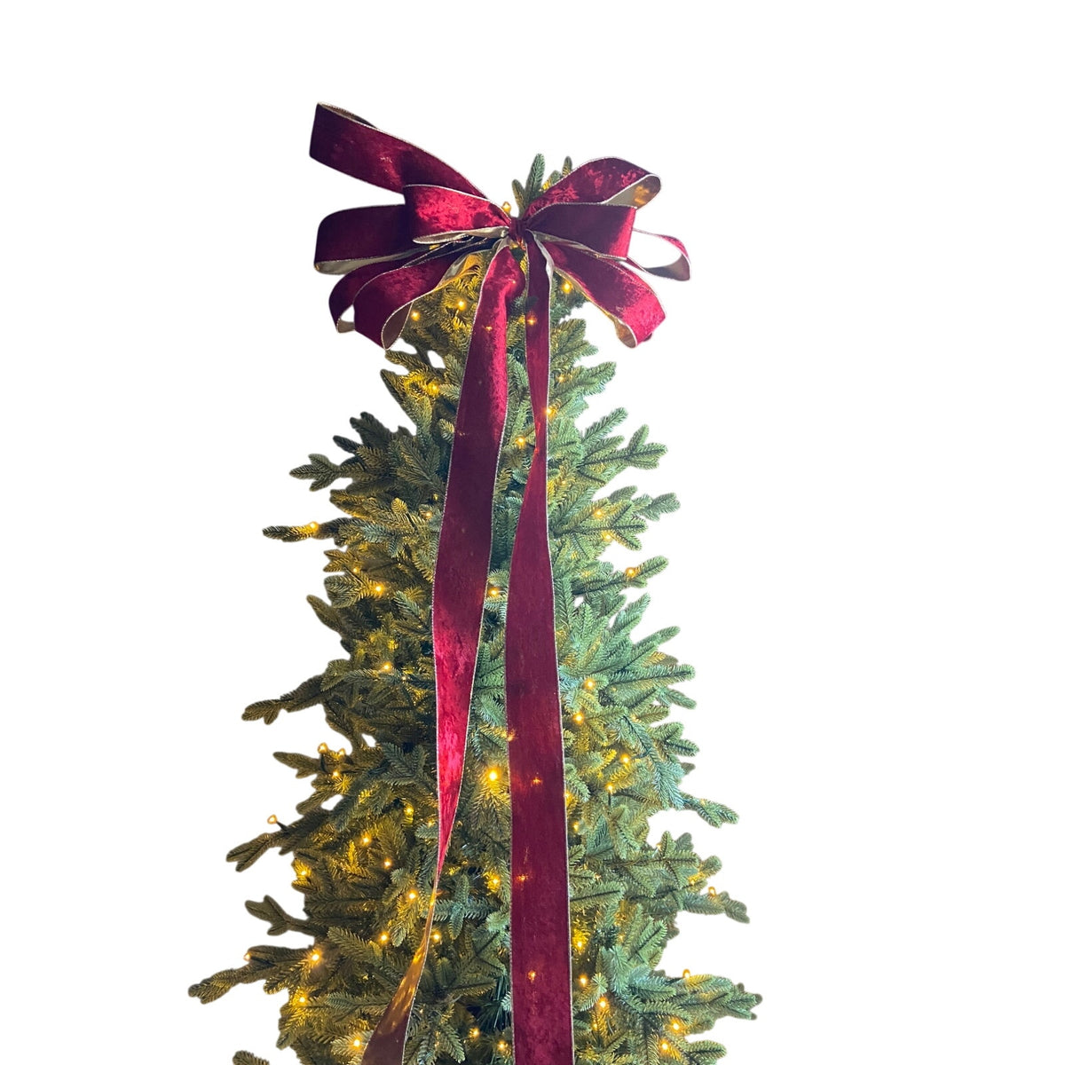 Ralph Lauren Red Velvet Christmas Tree Topper Bow Ribbon, Old Money Topper